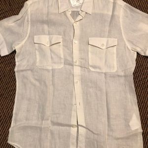 Linen Theory shor sleeved pocket button down